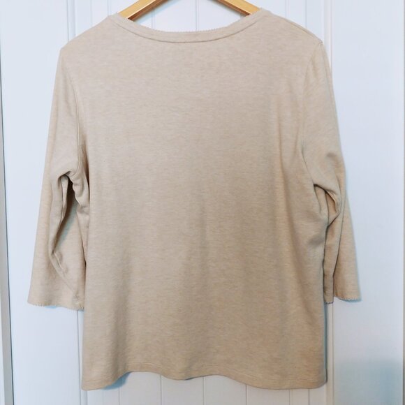 Women's LL Bean Cotton/Cashmere 3/4 Sleeve V Neck Shirt -  Size XL - Picture 3 of 5